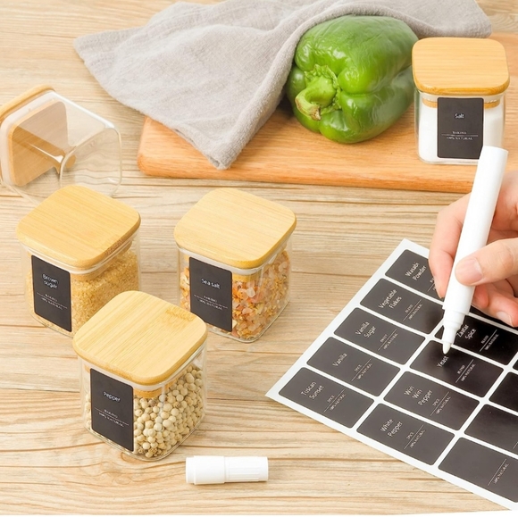 12pc Spice Jars with Bamboo Lids - Picture 3 of 9